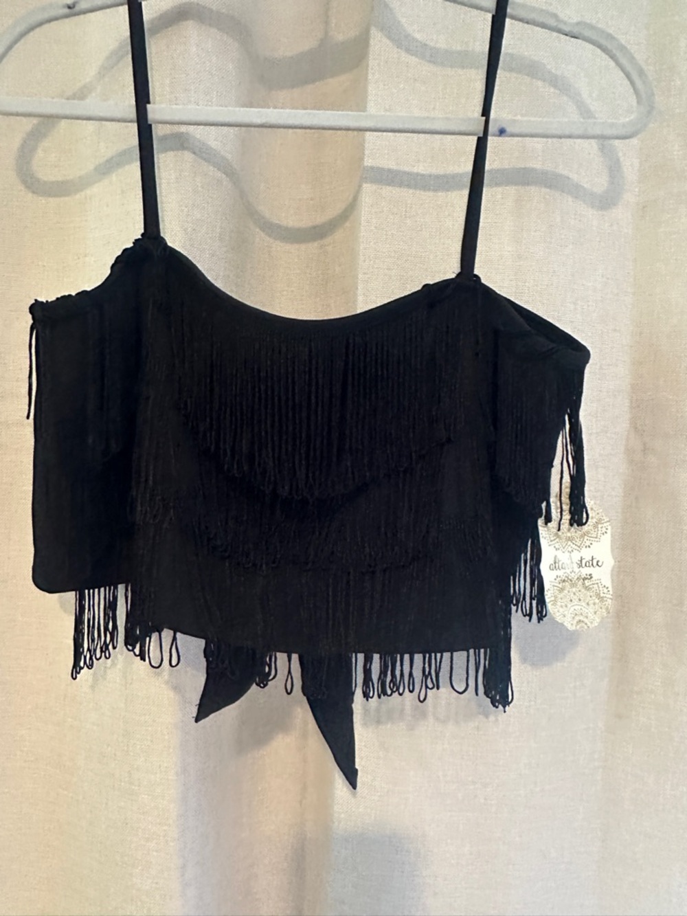 Altar'd State Black Fringe Crop Top